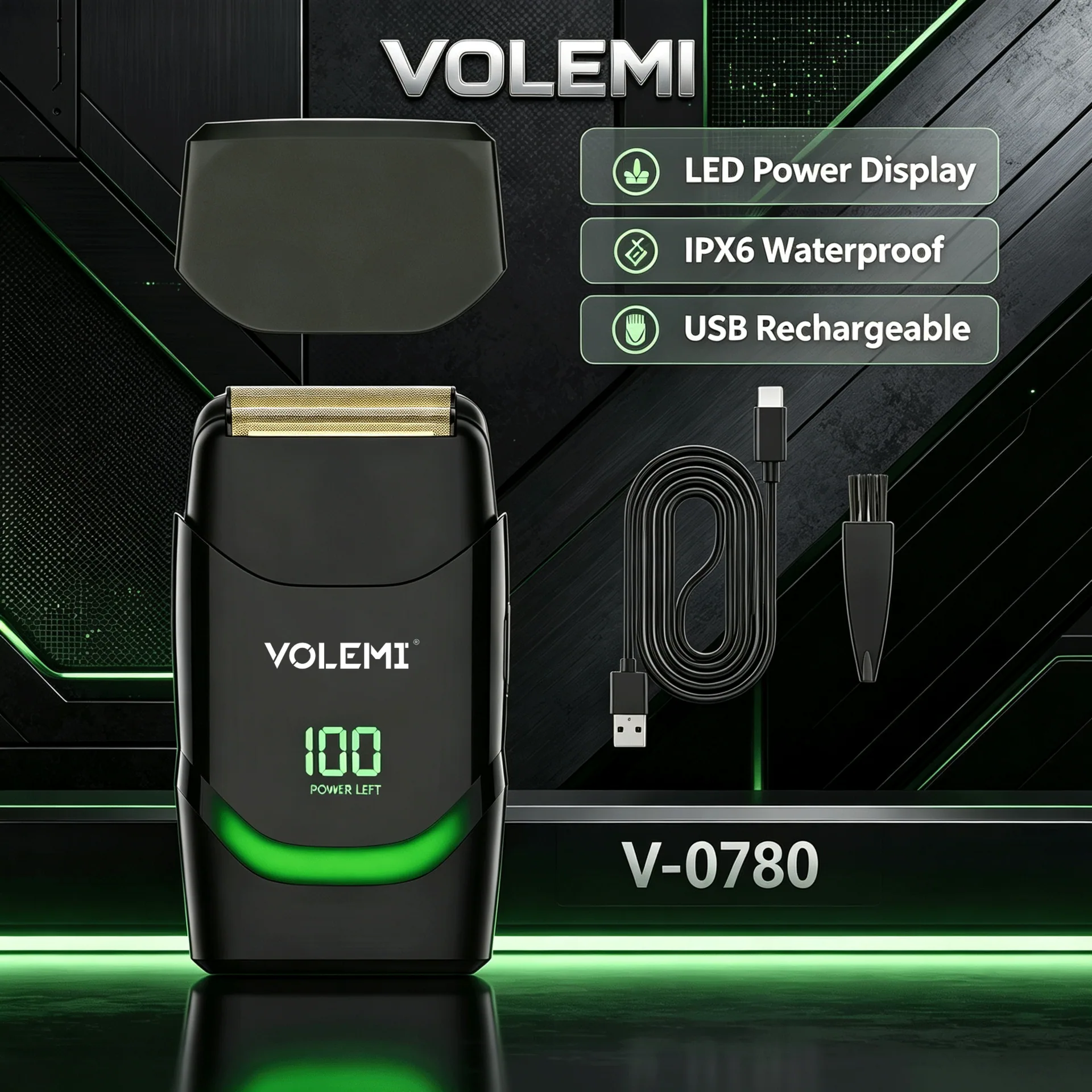 VOLEMI Pro Cordless Hair Clipper Low Noise Steel Blade V-0780