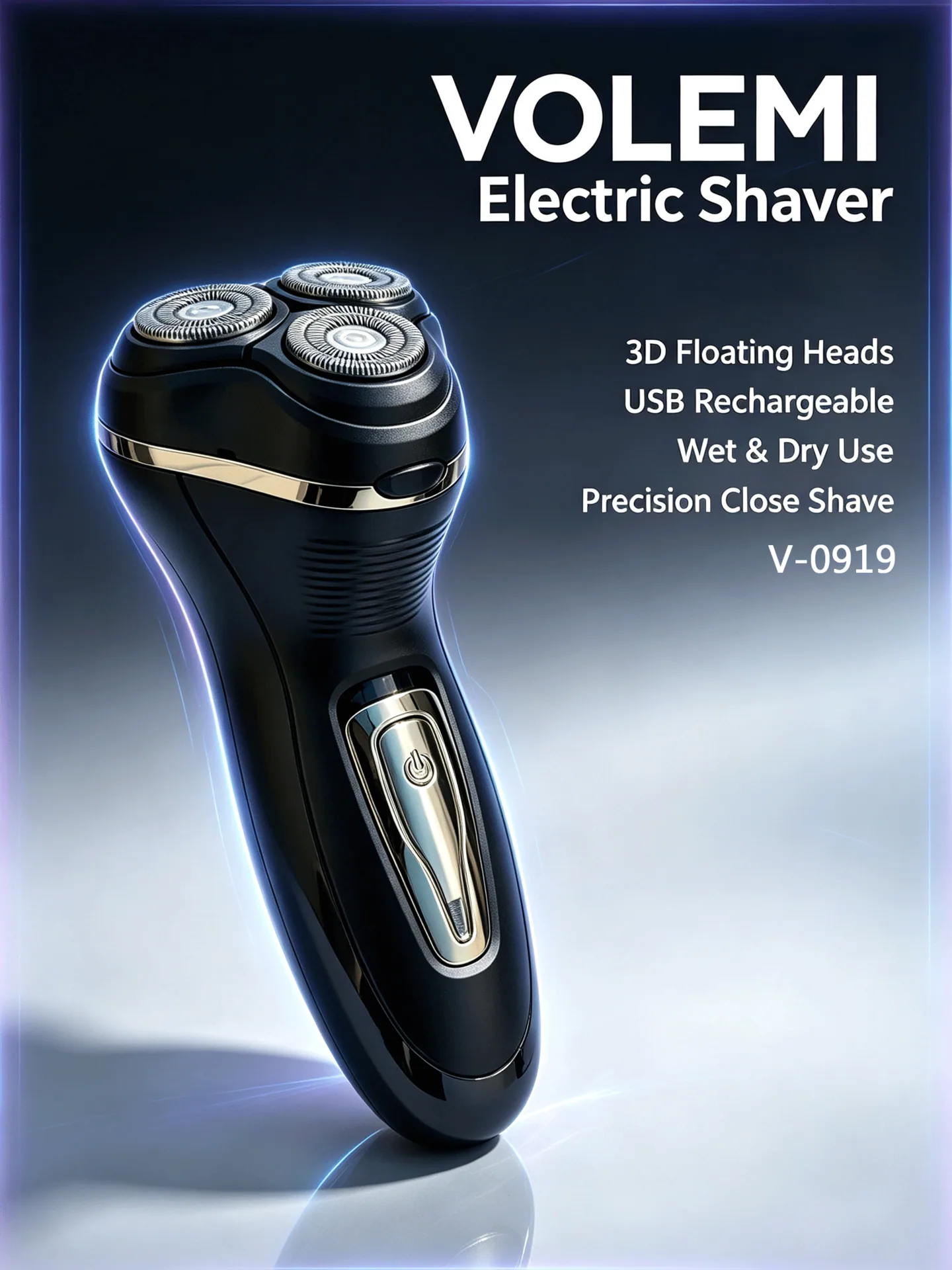VOLEMI Men's Shaver Floating Foil Wet Dry Type-C V-0919