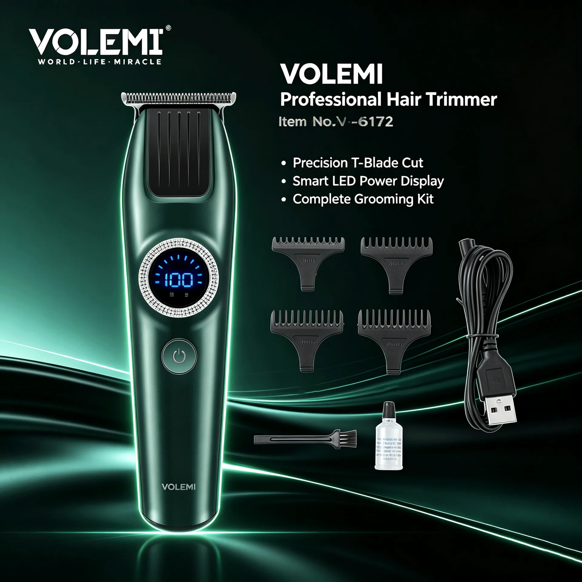 VOLEMI מחליף שיער מקצועי Type-C טעינה מהירה 60 יחידות V-6172