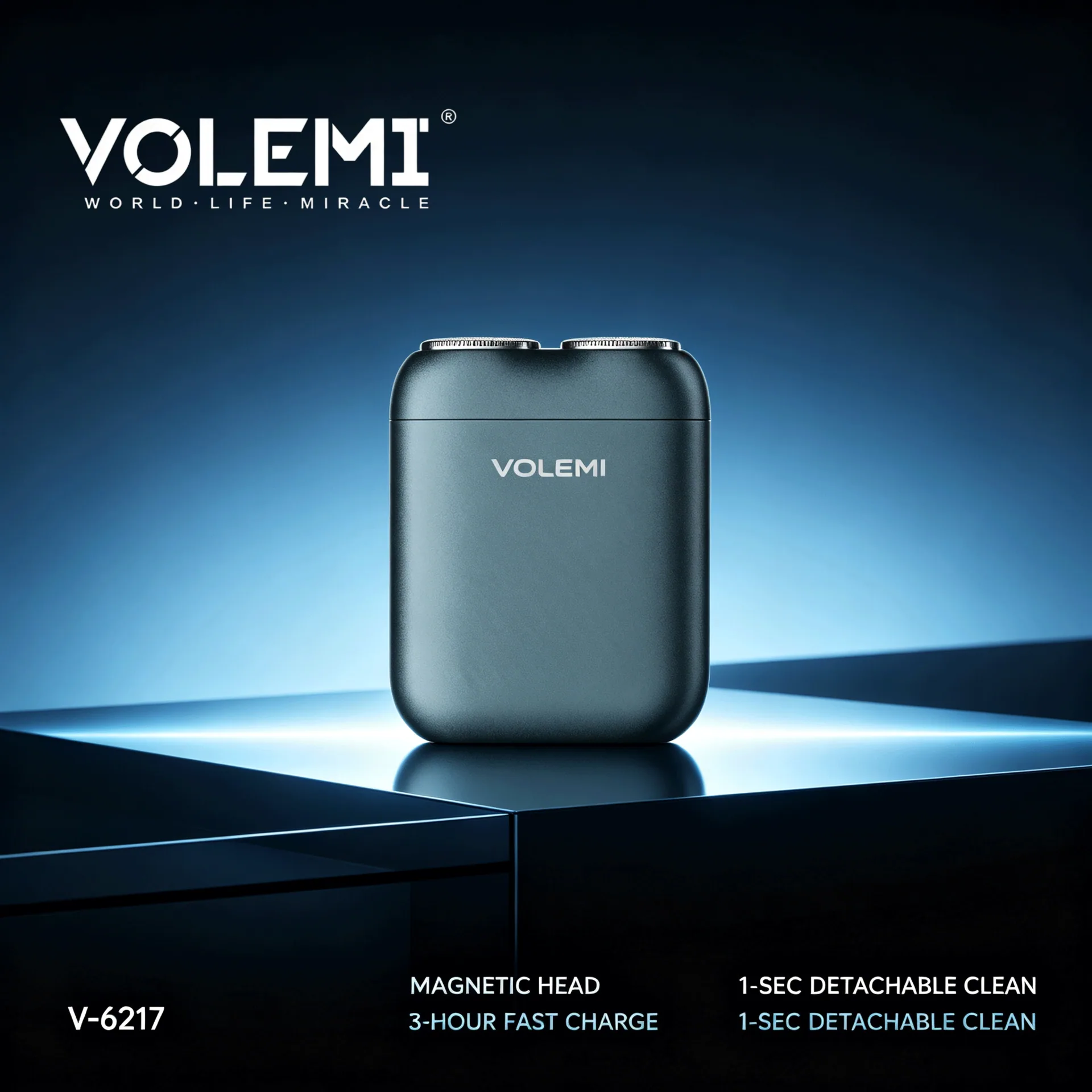 VOLEMI Men's Shaver Floating Foil Wet & Dry USB Rechargeable V-6217