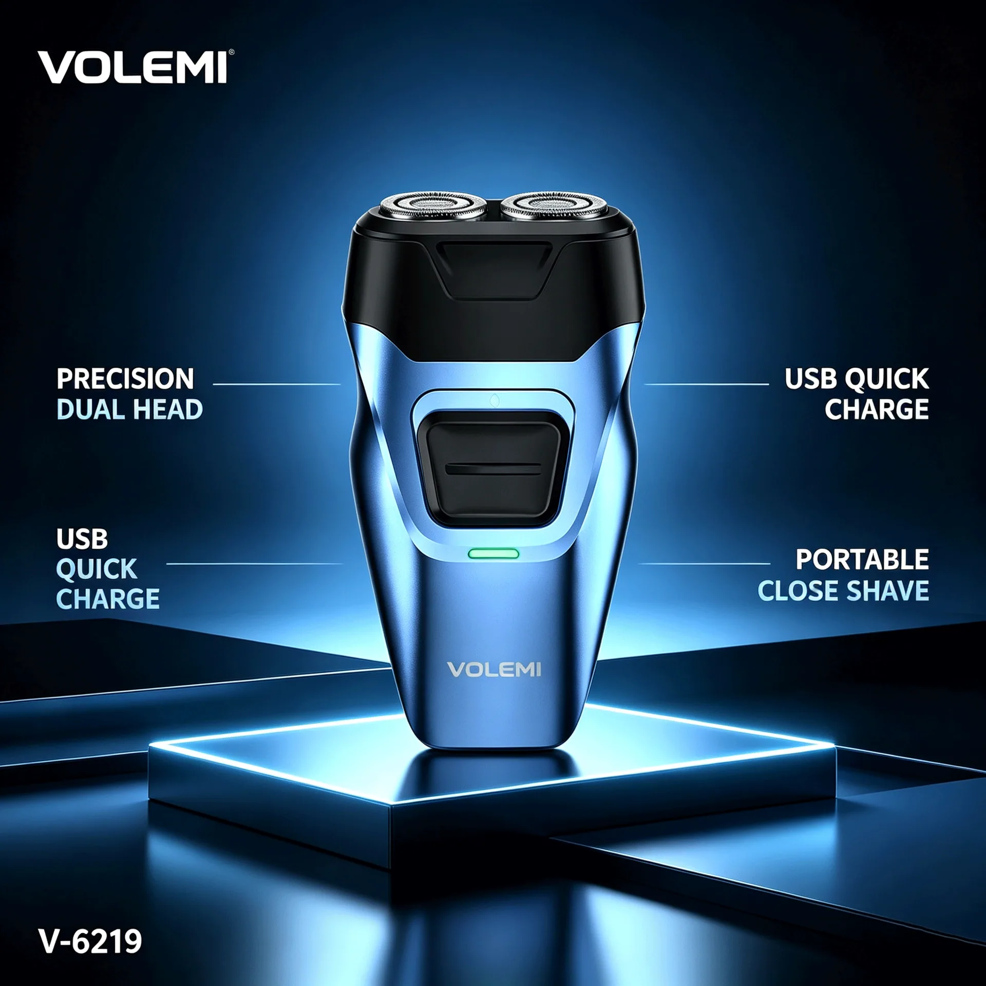 VOLEMI Men's Shaver Floating Foil Wet & Dry USB Rechargeable V-6219