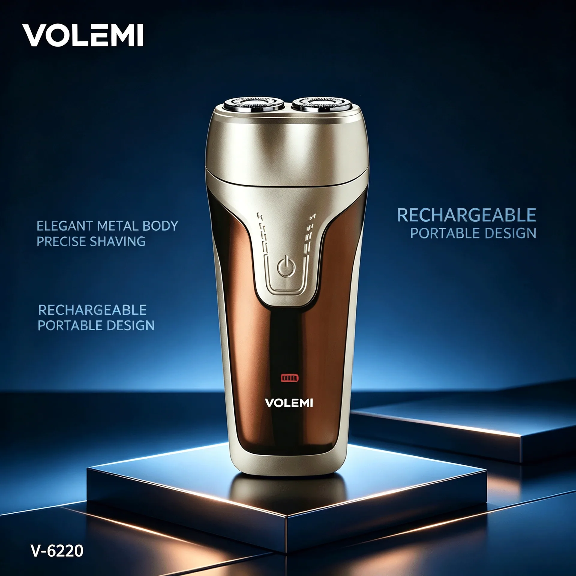 VOLEMI Men's Shaver Rotary Head Wet & Dry USB Rechargeable V-6220