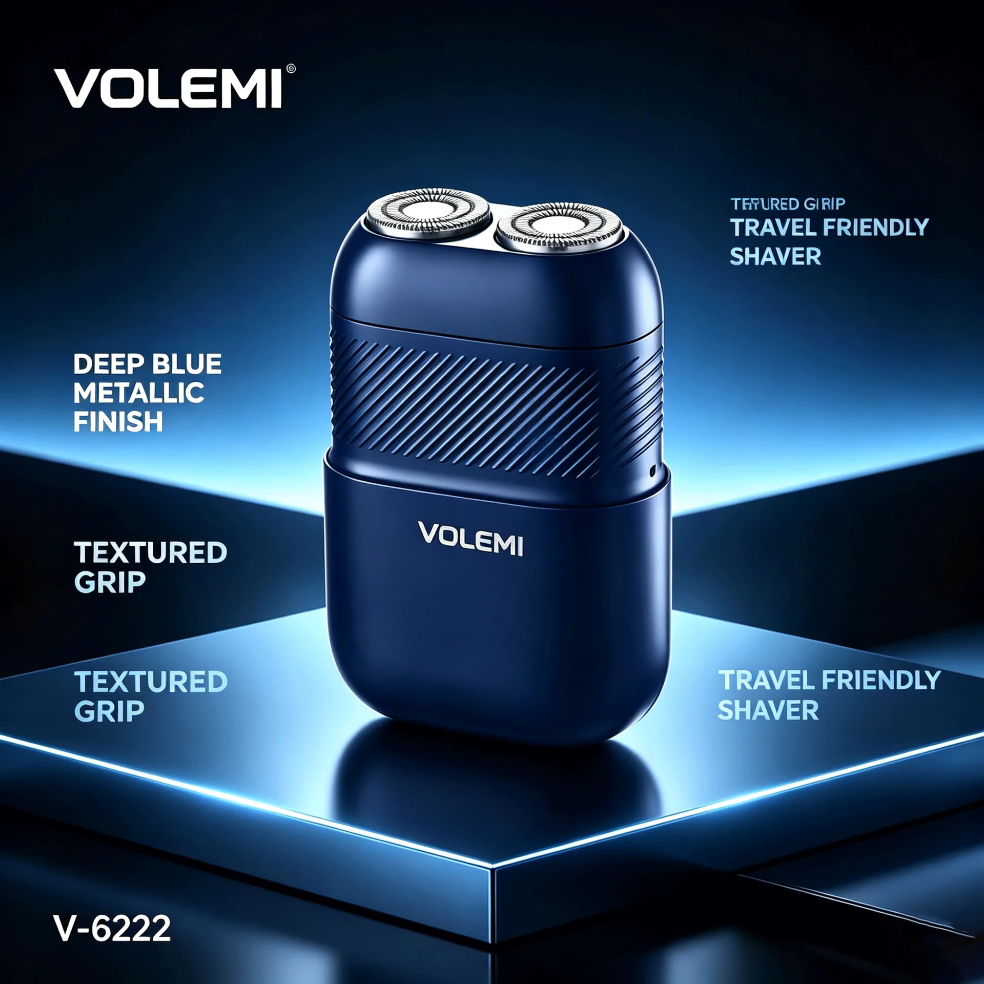VOLEMI Men's Shaver Rotary Head Wet & Dry Type-C Rechargeable V-6222