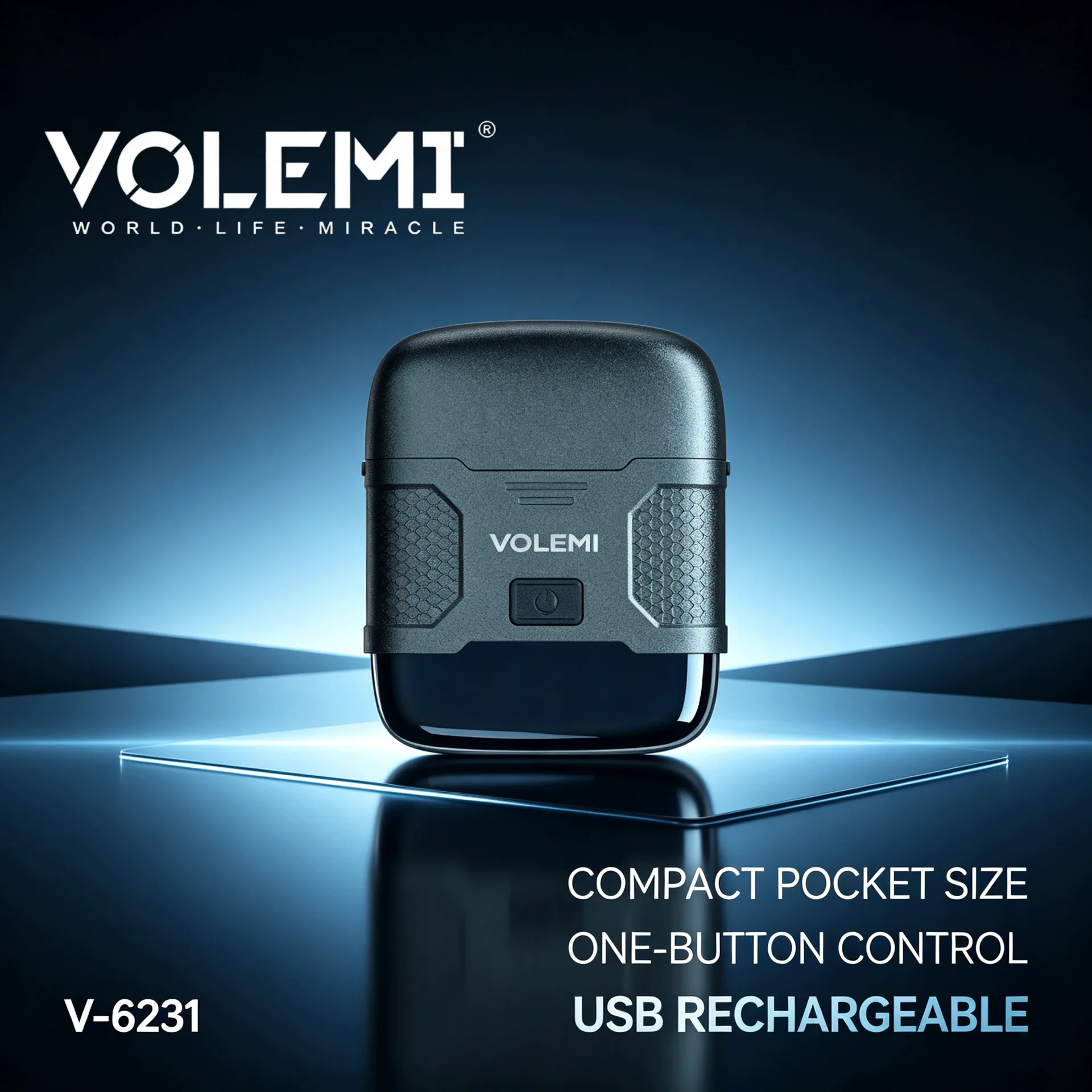 VOLEMI Men's Shaver Waterproof Long Runtime Rechargeable V-6231