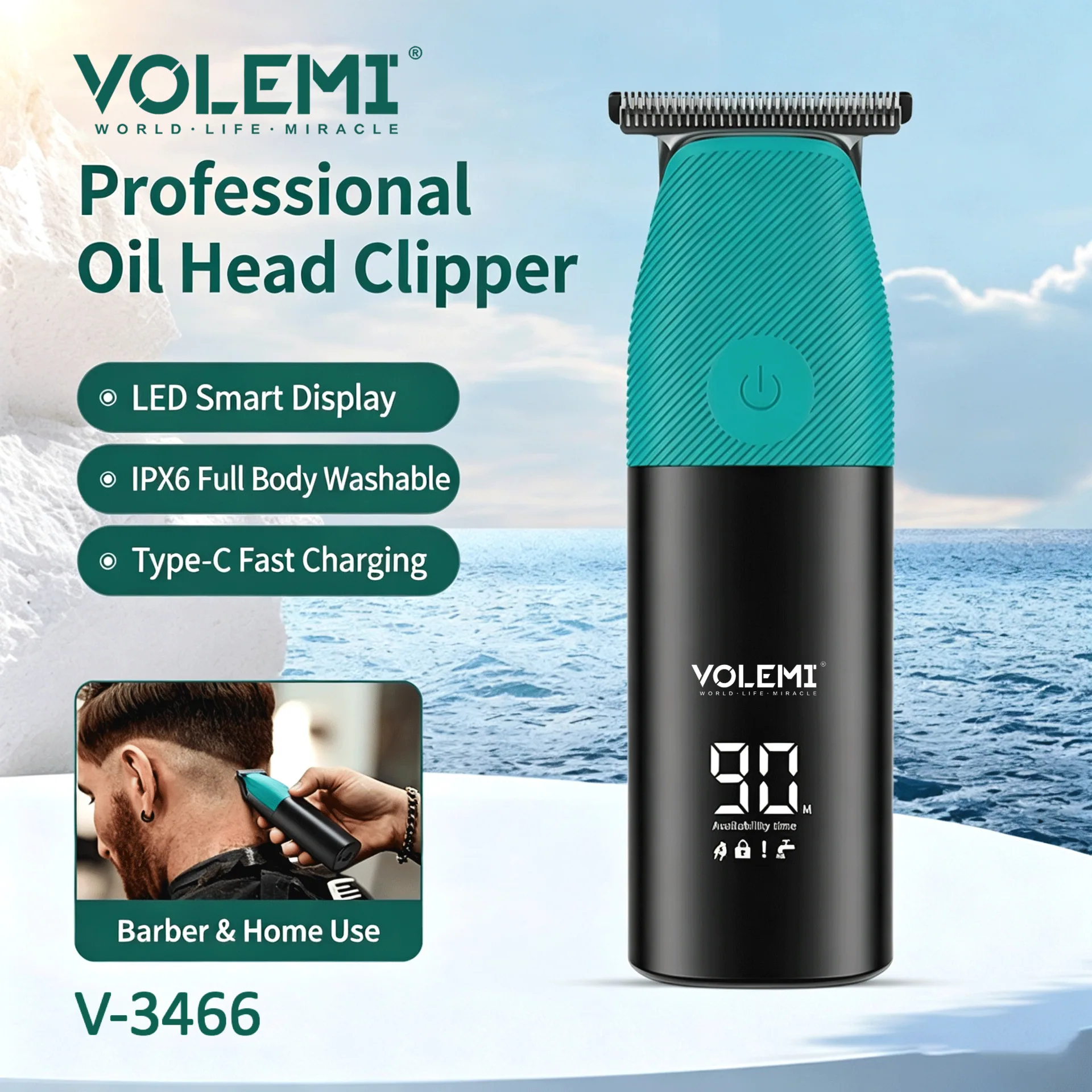 VOLEMI Men's Shaver Mini Floating Foil Wet & Dry USB Rechargeable v-5032