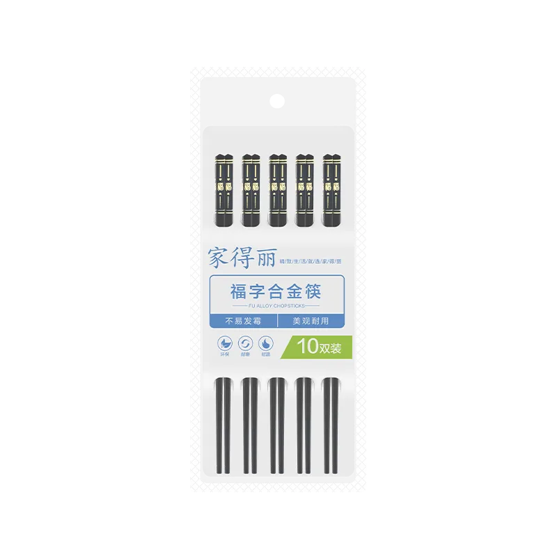 Jiadeli 10 Pairs Fu Character Alloy Chopsticks (1 pack of 10 pairs)