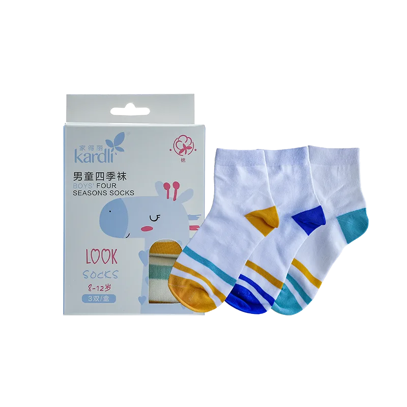 Jiadeli Boys' All-Season Socks, One Box (3 Pairs)