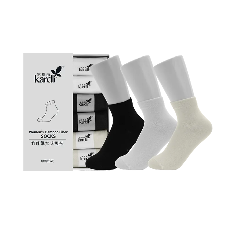 Jiadeli Bamboo Fiber Women's Ankle Socks, One Box (6 Pairs)