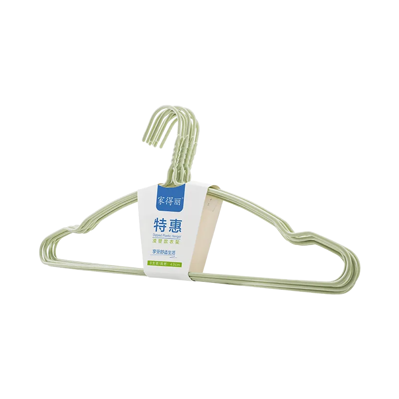 Jiadeli 8-Pack PVC-Coated Hangers 43cm Matcha Green (8 Pieces)