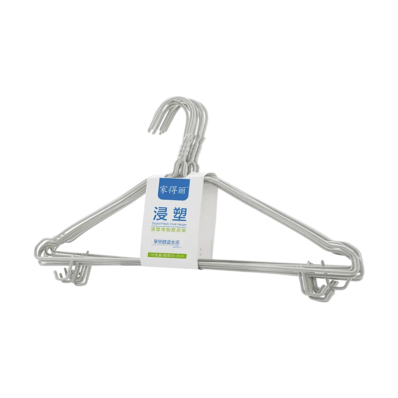 Jiadeli 10-Pack PVC-Coated Hangers with Hooks 40.5cm Lotus White (10 Pieces)