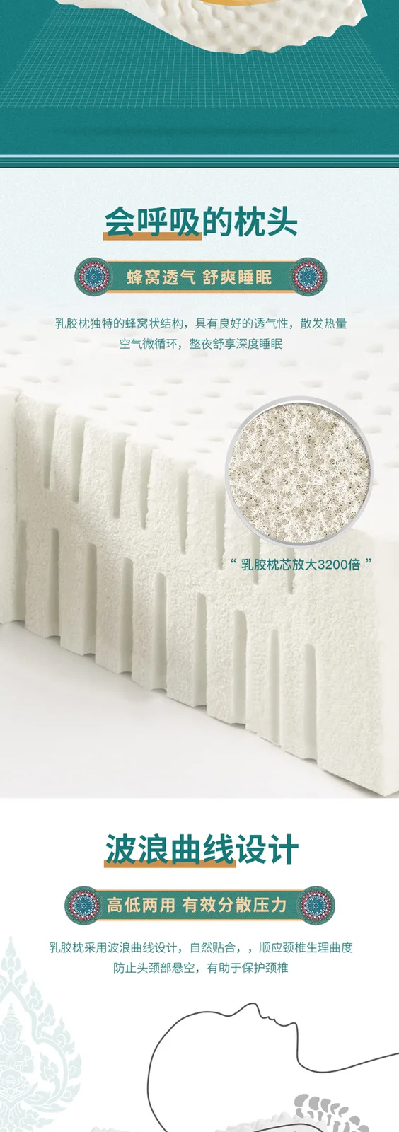 Greenleaf Aishenghuo 10*12 Natural Latex Massage Pillow 6