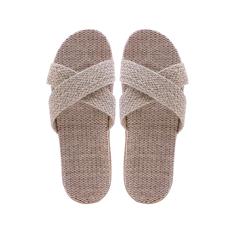 Jiadeli 2301 Women's Premium Full Linen Slippers, Natural Color, 39-40