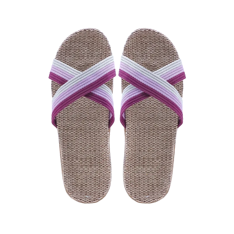 Jiadeli 889 Women's Crisscross Strap Linen Slippers Pink 39-40