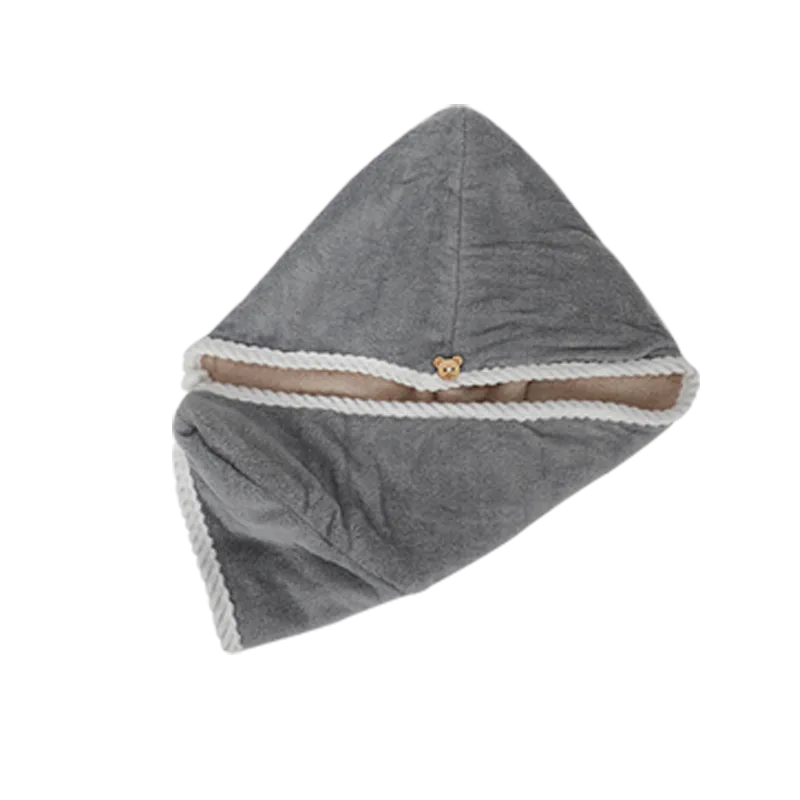 Jiadeli Double-Layer Hair Drying Towel, Coffee Gray