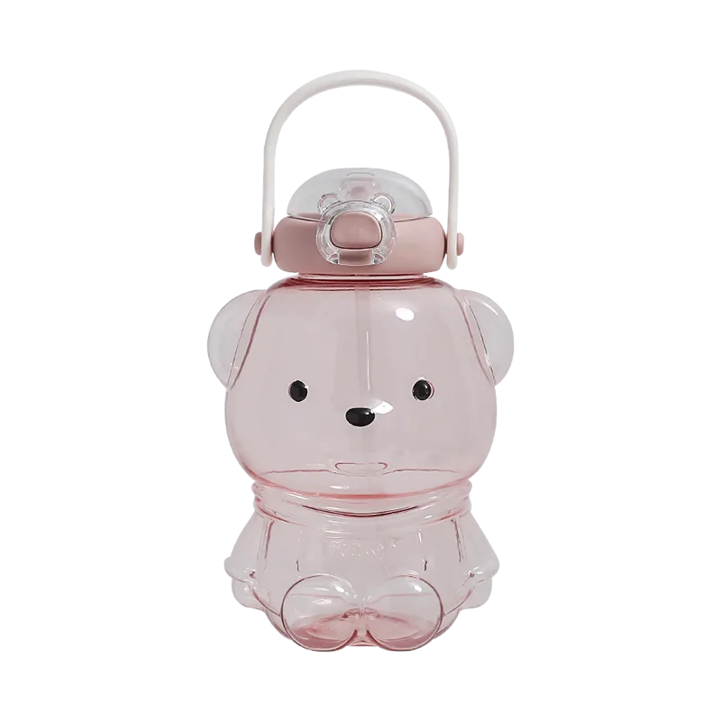 Little Tea Diary 1000ml Gudu Bear Water Bottle White Peach Oolong Pink