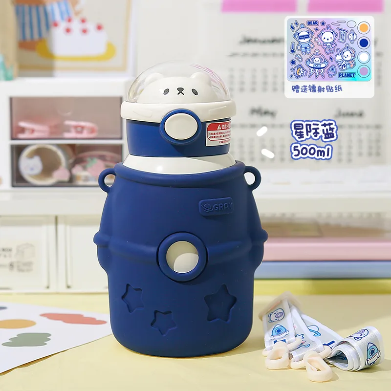 Little Tea Diary Hugging Planet Astronaut Kids Insulated Bottle Interstellar Blue
