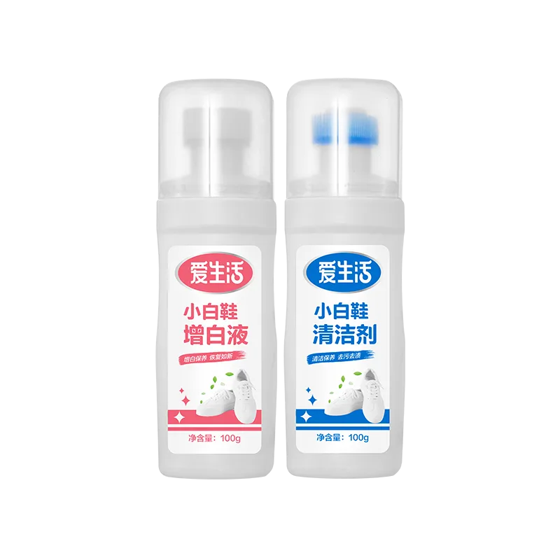 Aishenghuo 100g x 2 Bottle Set White Shoe Care Combo (Cleaner + Whitening Agent)