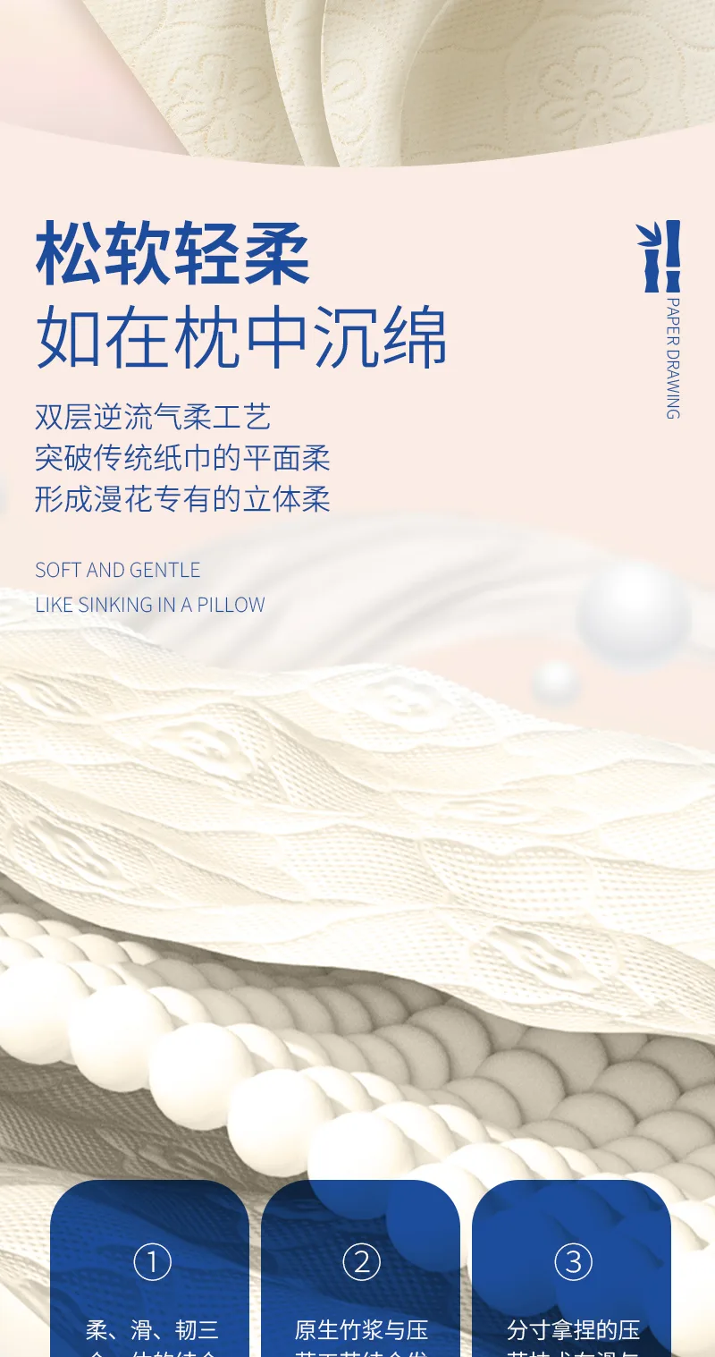 Green Leaf Manhua 1280 Sheets Hanging Bamboo Fiber Facial Tissue 7