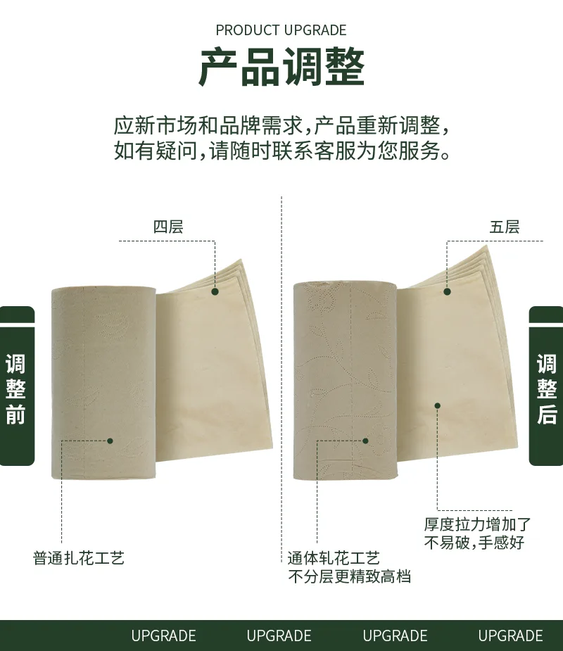 Kalishi Natural Bamboo Fiber Roll Paper 1400g Five-Ply 2