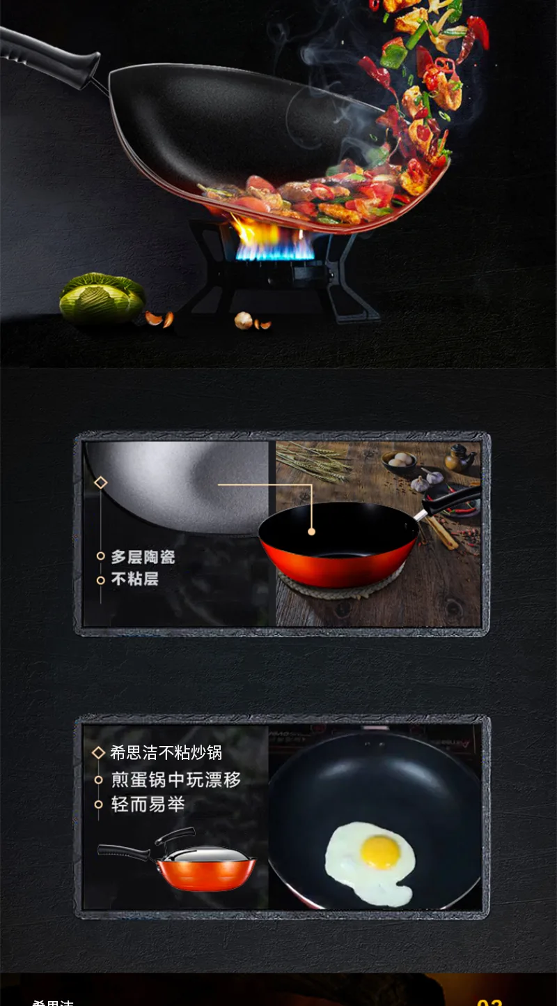 Xisijie 32CM Non-stick Wok 5