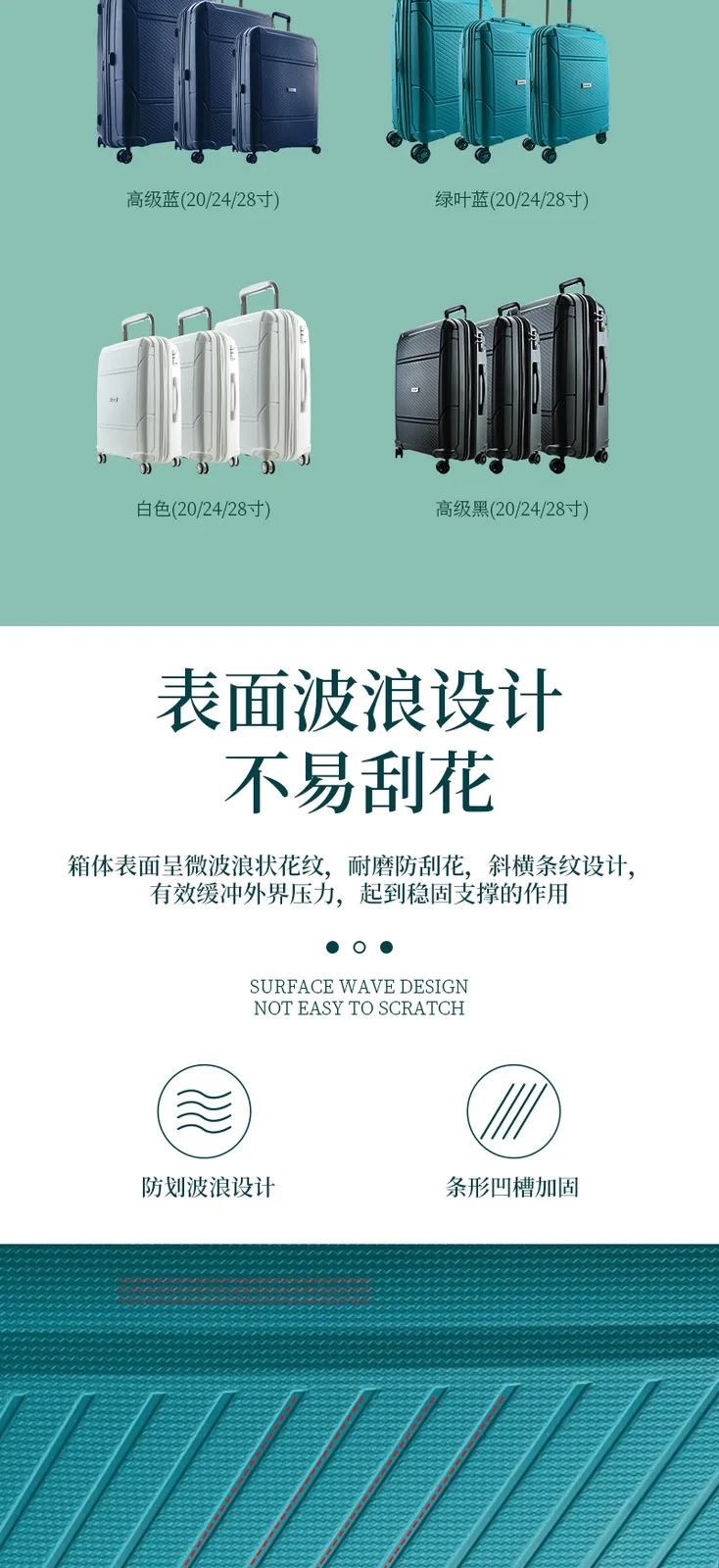 Jiadeli 20-inch PP Ultra-Light Explosion-Proof Zipper Expandable Suitcase (Premium Black) 4