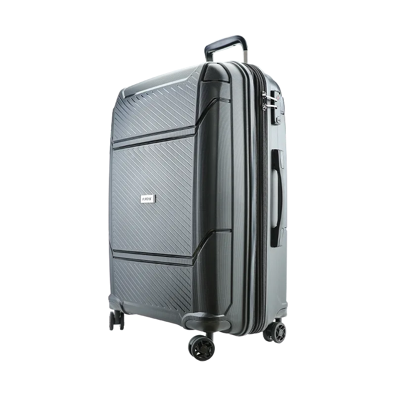 Jiadeli 20-inch PP Ultra-Light Explosion-Proof Zipper Expandable Suitcase (Premium Black)