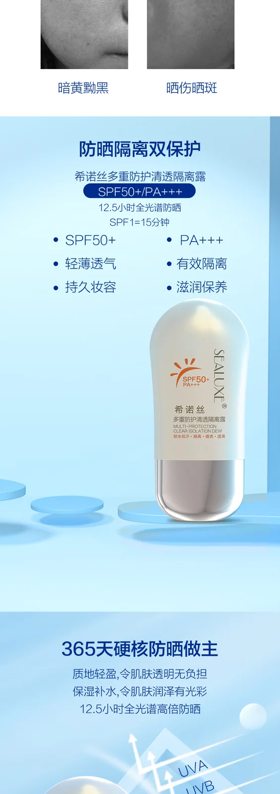 Special Certificate Sunscreen Xinoss 35ml Multi-Protection Clear Isolation Lotion 3
