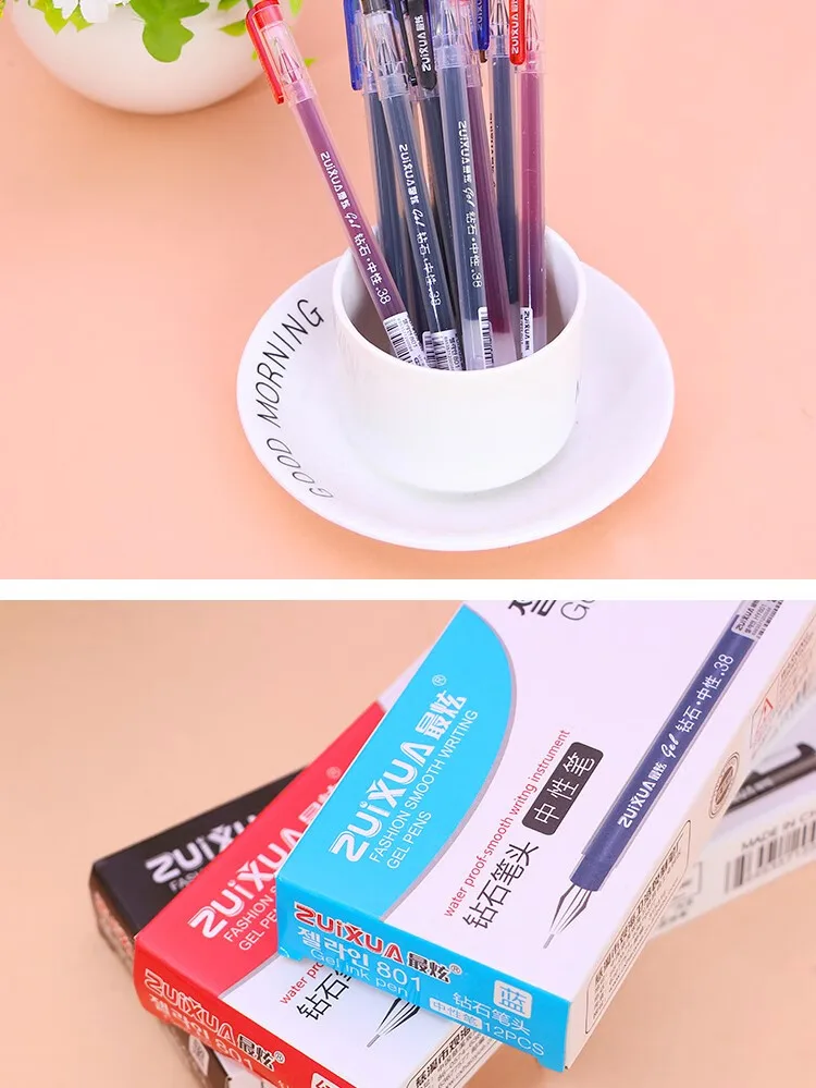 Gel Pen Rollerball Pen 0.38 Diamond [Red 12pcs] 6