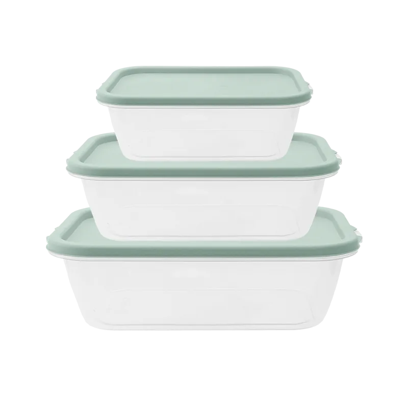 Plastic Rectangular Food Storage Container / 3-Piece Set