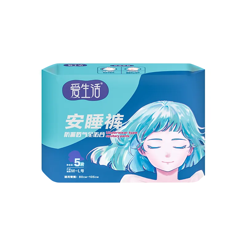 Aishenghuo Women's Sanitary Pants Secure Sleep M-L Size 5 Pieces