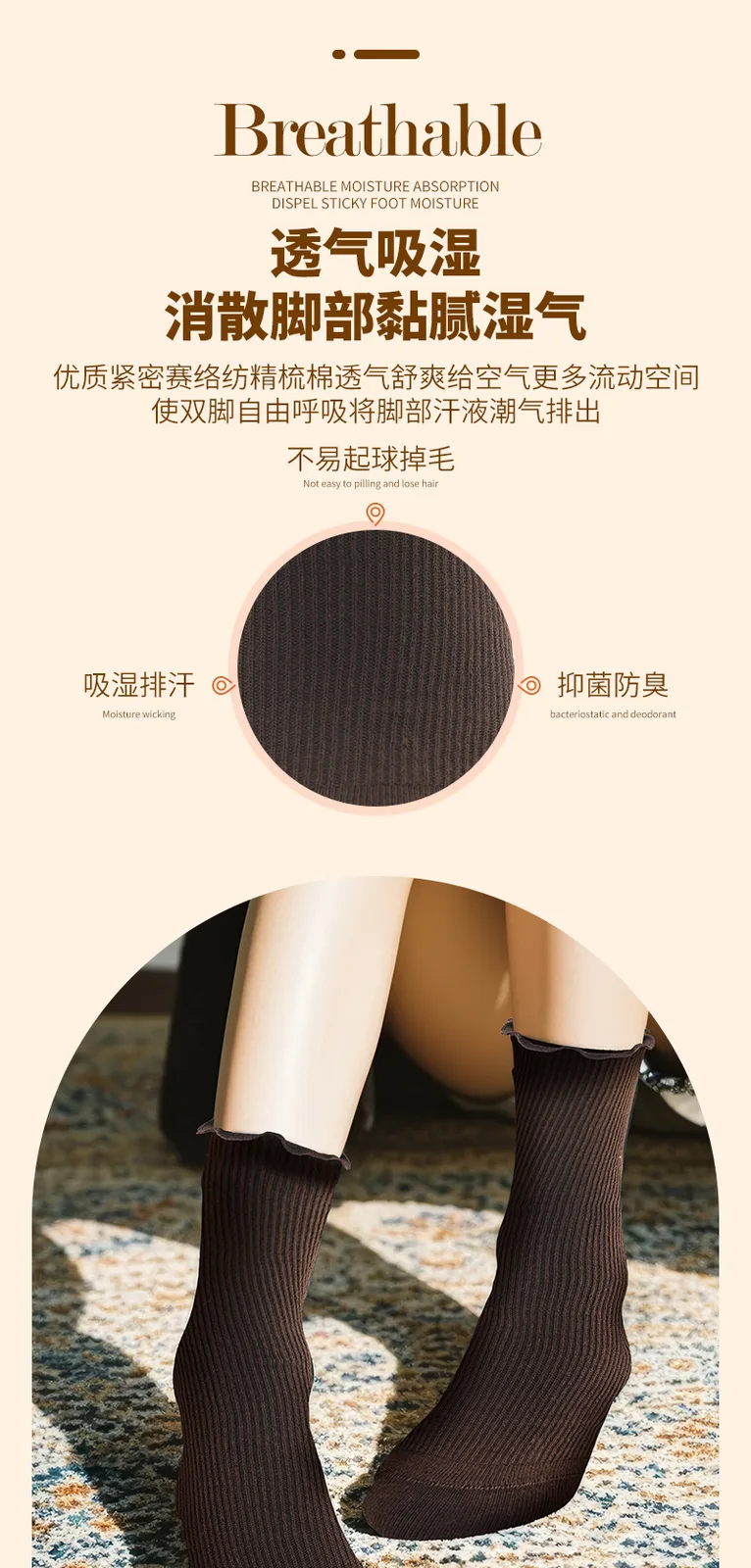 Jiadeli Men's Double-Needle High-Quality Long Tube Cotton Socks - Black Gray Blue Five-Pair Pack 7