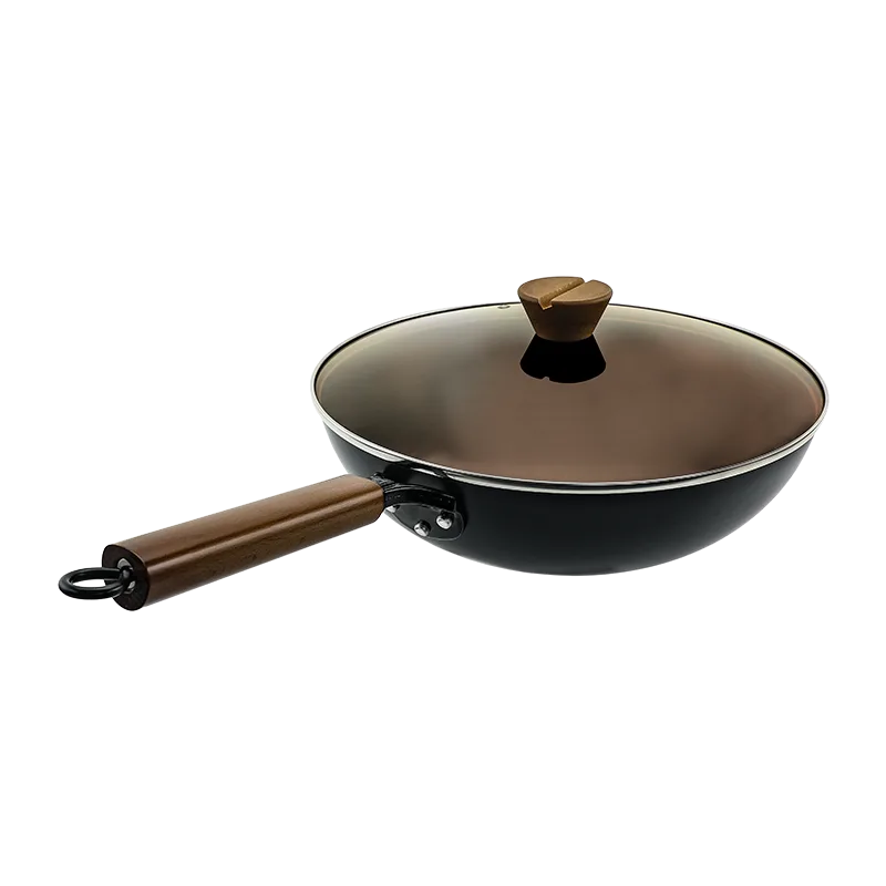 Xisijie Tea-Colored Lid Cast Iron Wok 32cm