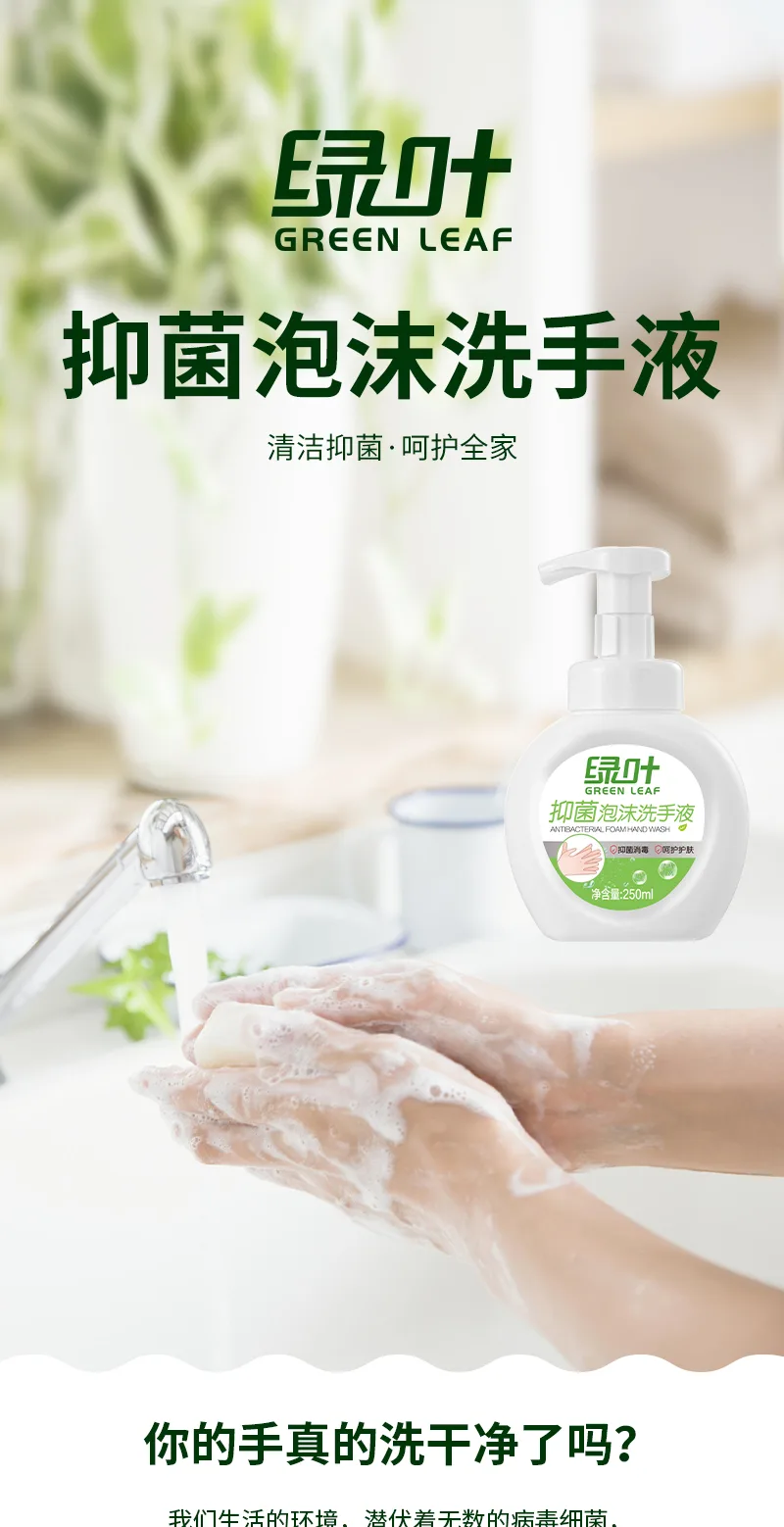 Green Leaf 250ml Antibacterial Foaming Hand Wash 2