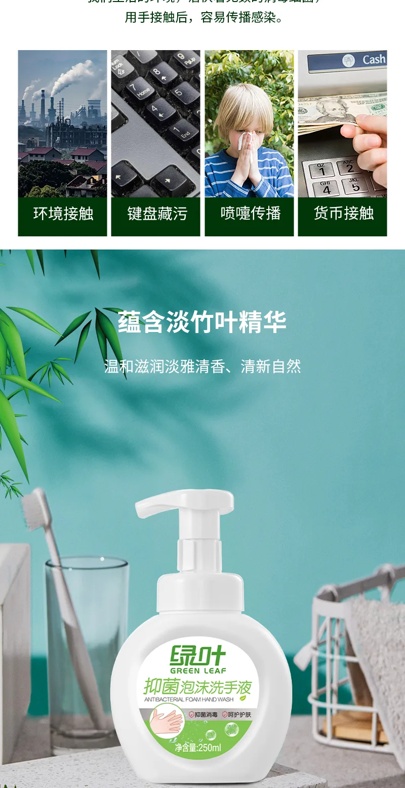 Green Leaf 250ml Antibacterial Foaming Hand Wash 3