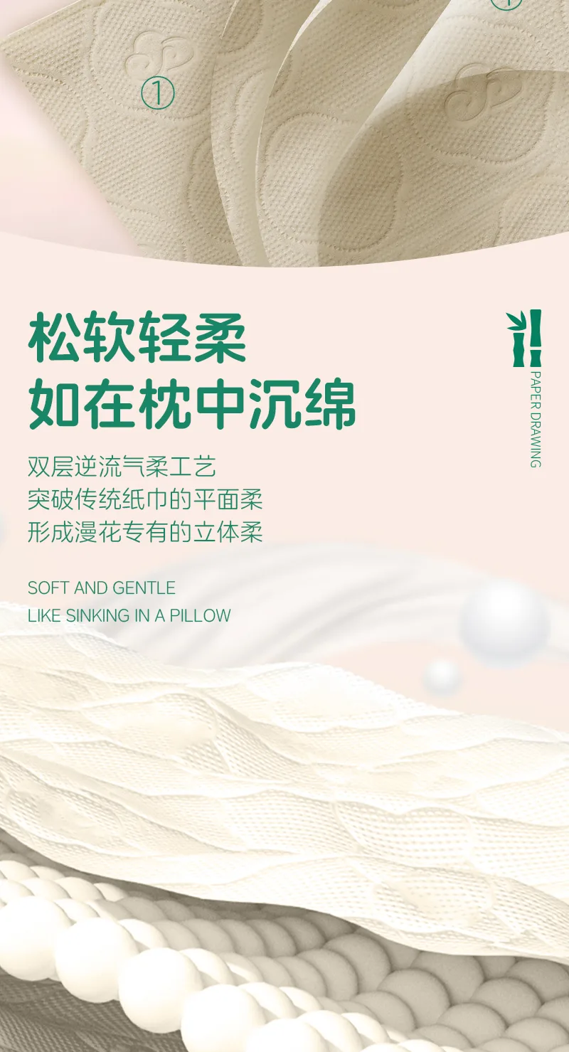 Green Leaf 1380 Sheets Bamboo Fiber Hanging Facial Tissue 7