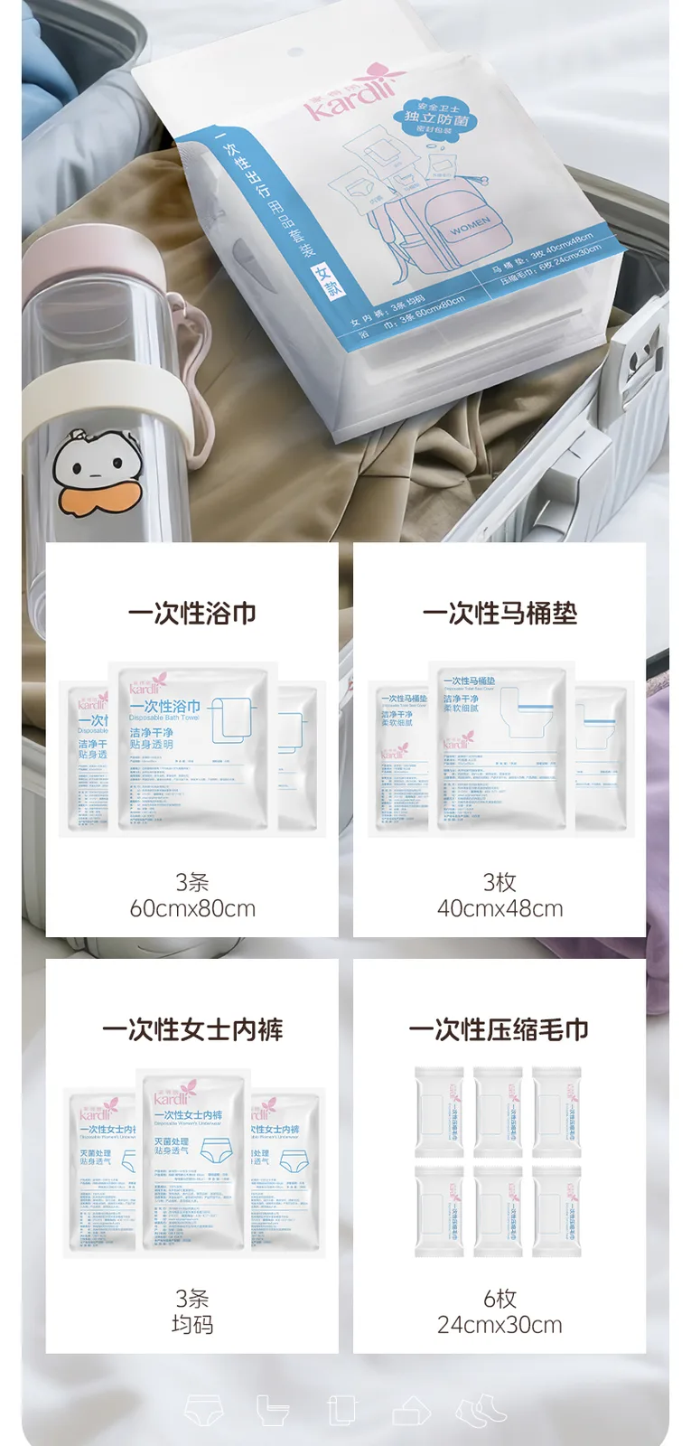 Jiadeli Disposable Travel Essentials Set for Women 5