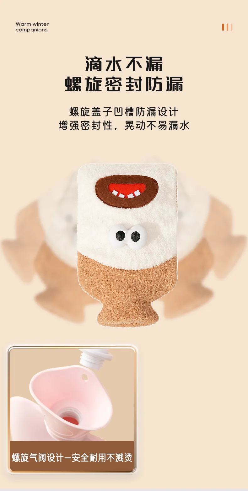 Medium Cloud Fleece Hand-Insert Fabric Cover Plastic Hot Water Bottle / 1000ml 8