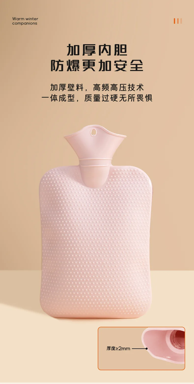 Medium Cloud Fleece Hand-Insert Fabric Cover Plastic Hot Water Bottle / 1000ml 6