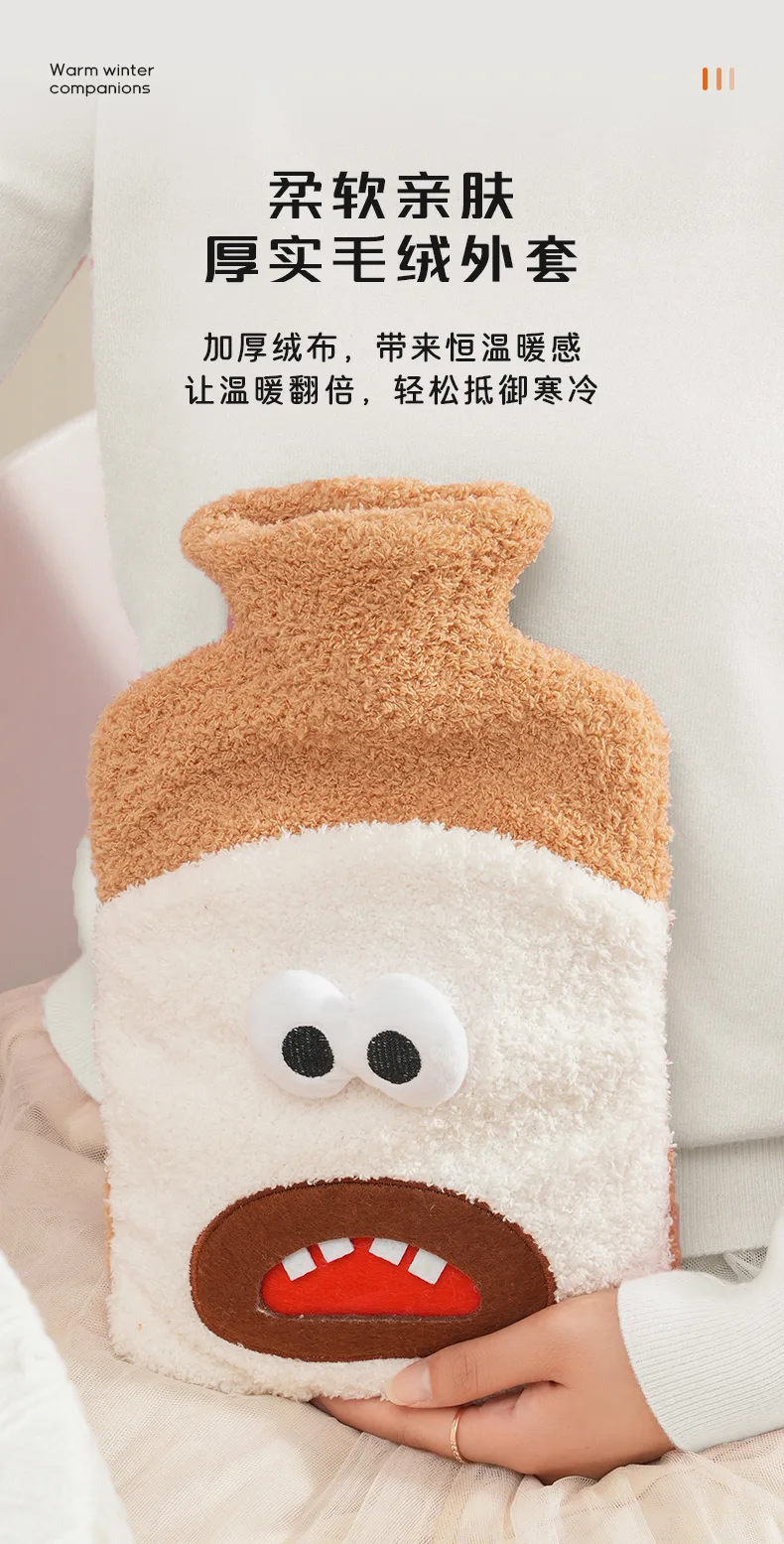 Medium Cloud Fleece Hand-Insert Fabric Cover Plastic Hot Water Bottle / 1000ml 9