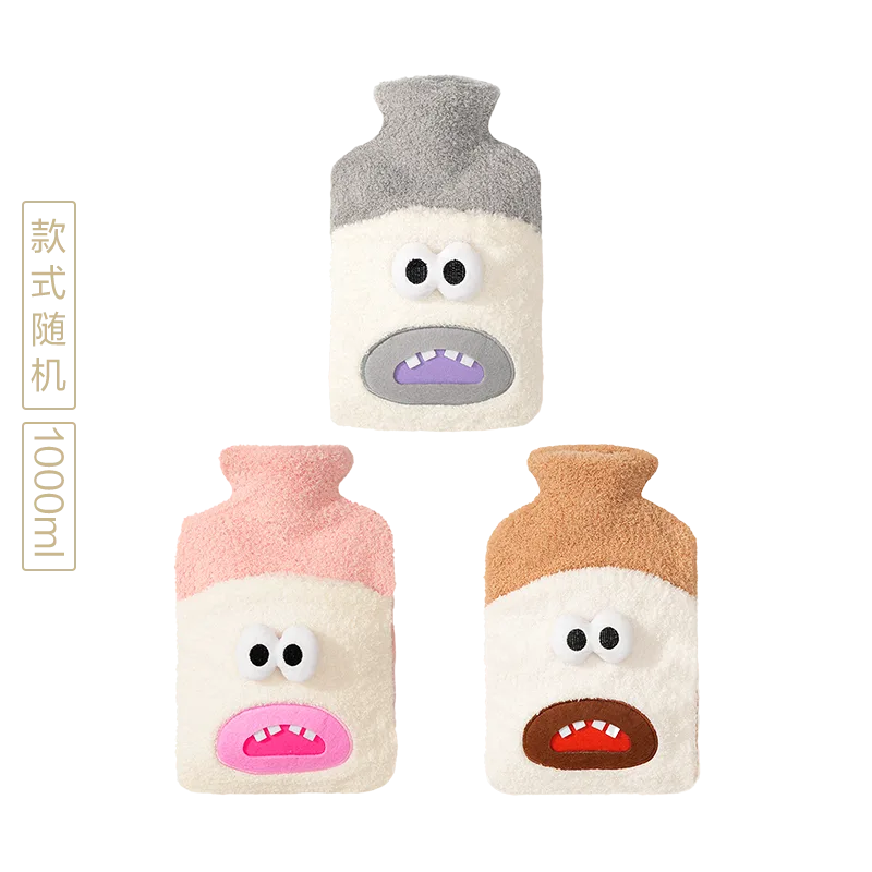 Medium Cloud Fleece Hand-Insert Fabric Cover Plastic Hot Water Bottle / 1000ml