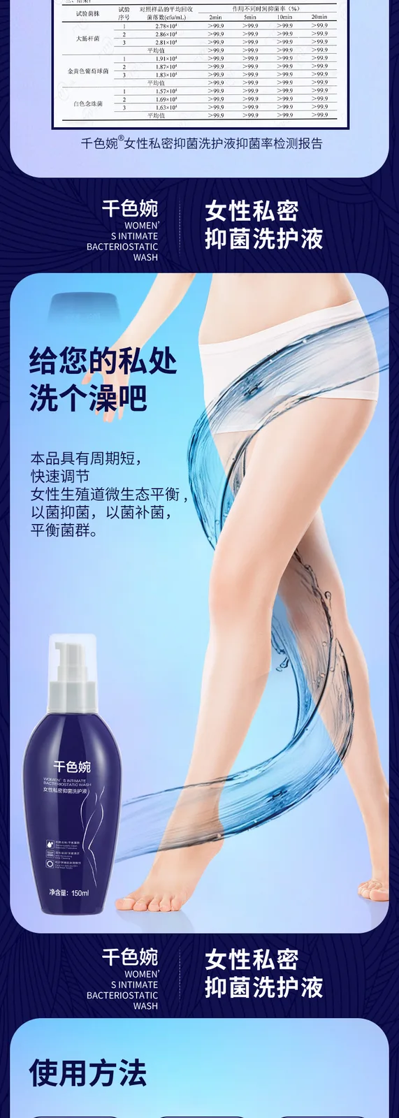 Qiansewan 150ml Feminine Intimate Antibacterial Cleansing Liquid 6
