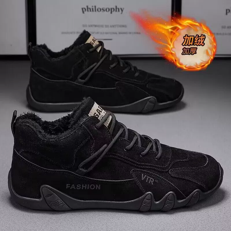 2023 winter fleece shoes mens trend versatile construction site anti-slip thickened warm cotton shoes labor protection trendy s 3