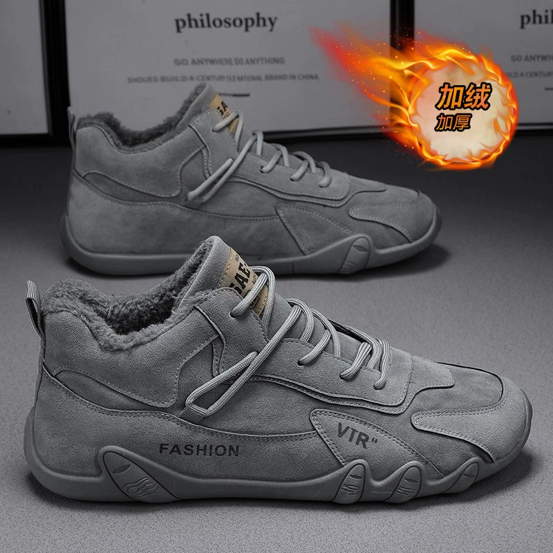 2023 winter fleece shoes mens trend versatile construction site anti-slip thickened warm cotton shoes labor protection trendy s 2