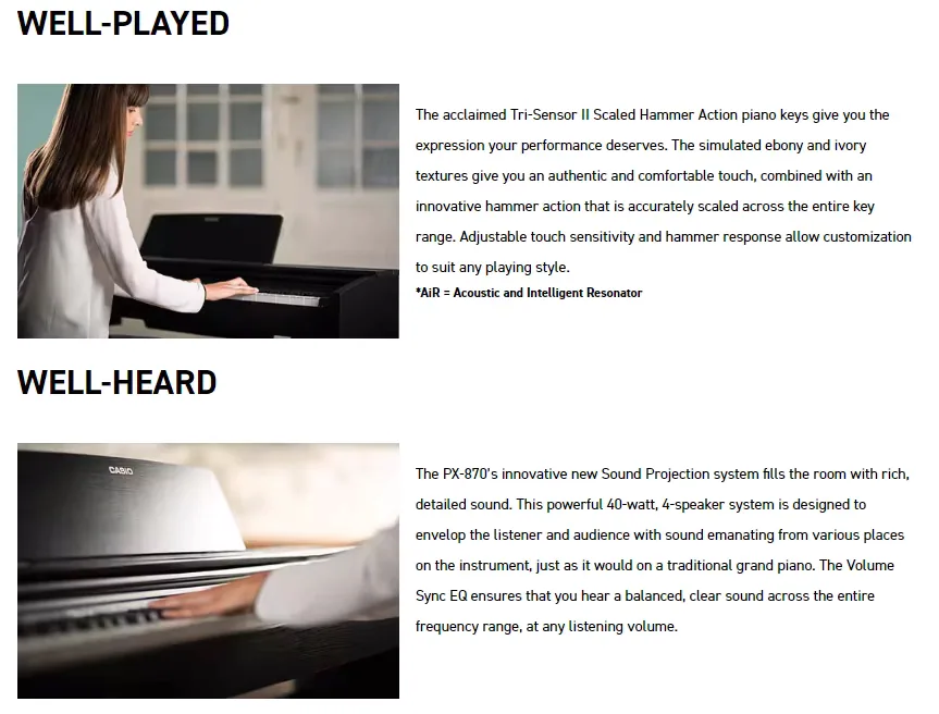 Casio Electric Digital Piano PX-870 BK/BN/WE Keyboard 88 keys Heavy Hammer Keyboard For Beginner And Adult 6