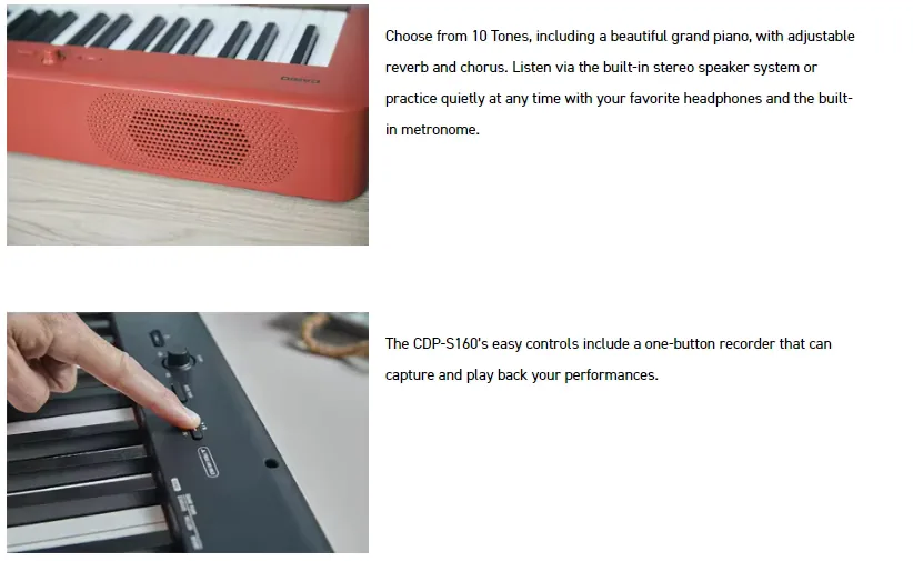 Casio Electric Digital piano CDP-S160BK Electric keyboard 88 keys Heavy Hammer Keyboard por For Beginner And Adult 3