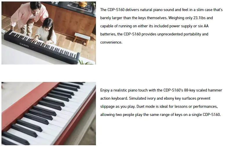 Casio Electric Digital piano CDP-S160BK Electric keyboard 88 keys Heavy Hammer Keyboard por For Beginner And Adult 2