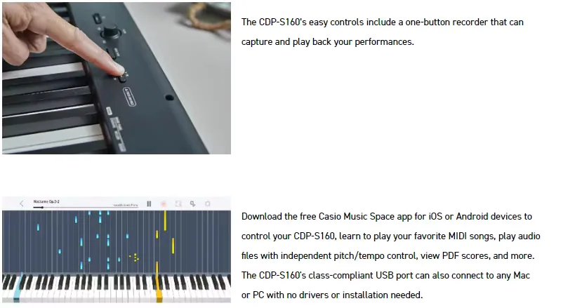 Casio Electric Digital piano CDP-S160BK Electric keyboard 88 keys Heavy Hammer Keyboard por For Beginner And Adult 4