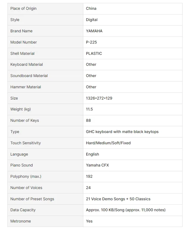 Yamaha P-225 Electrica Synthesizer 88keys Yamaha Keyboard Piano Digital piano Por Electric Digital Piano 13
