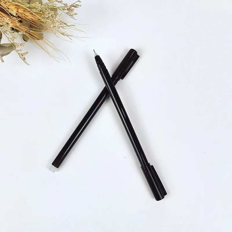 0.5 large capacity straight liquid giant writing erasable pen, semi transparent solid color neutral pen, black pen with rubber e 2