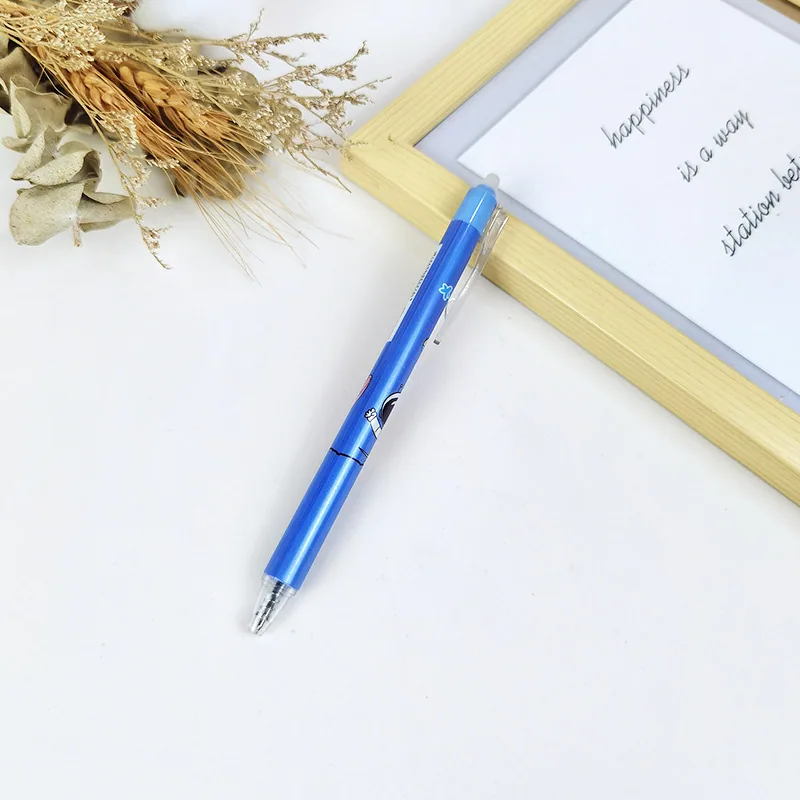 Cartoon astronaut erasable press strap pen clip neutral pen 0.5mm tungsten ball bead press type wholesale for elementary school
